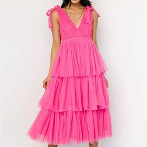Hit pink tiered tulle